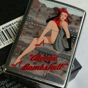 Zippo Lighter Girl Pin Up Atomic Bombshell Redhead New In Box Limited Edition